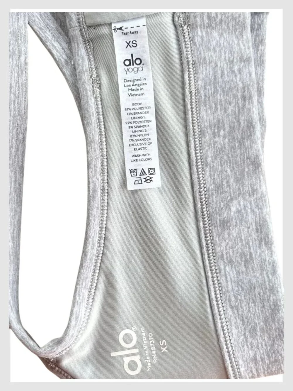 Alo Yoga Alosoft Sports Bra Gray Strappy Seamless XS
